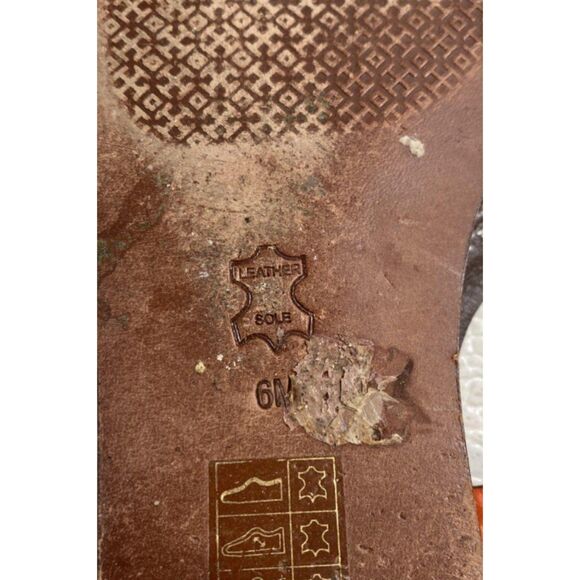 Tory Burch Women's Orange Sandals Leather Padlock Flat Logo Ankle T Strap 6M - Picture 6 of 6